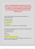 WGU C715 ORGANIZATIONAL BEHAVIOR FINAL EXAM  LATEST 2025 ACTUAL EXAM TEST BANK&vert; COMPLETE 300 REAL EXAM QUESTIONS AND CORRECT VERIFIED ANSWERS&sol;  GRADED  A&plus;&vert; C715 ORGANIZATIONAL BEHAVIOUR FINAL 2025 &lpar;BRAND NEW&excl;&excl;&rpar;