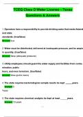 TCEQ Class D Water License - Texas Exam &lpar;Latest 2025 &sol; 2026 Update&rpar; Questions and Verified Answers &vert; 100&percnt; Correct &vert; Grade A&plus;