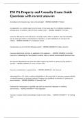 PSI PA Property and Casualty Exam Guide Questions with correct answers