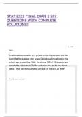 STAT 2331 FINAL EXAM &vert; 207 QUESTIONS WITH COMPLETE SOLUTIONS&excl;&excl;