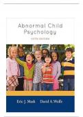 Abnormal Child Psychology 5th Edition Mash Test Bank &lpar;2025&rpar;&period;