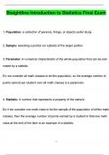 Straighterline Introduction to Statistics Final Exam &lpar;Latest 2025 &sol; 2026 Update&rpar; Questions and Verified Answers &vert; 100&percnt; Correct &vert; Grade A