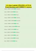 U&period;S&period; State Capitals UPDATED ACTUAL  Exam Questions and CORRECT Answers