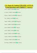 U&period;S&period; States & Capitals UPDATED ACTUAL  Exam Questions and CORRECT Answers