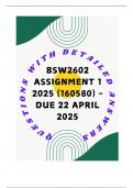 BSW2602 Assignment 1 2025 &lpar;160580&rpar; - DUE 22 April 2025