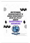 BSW2602 Assignment 2 2025 &lpar;192465 &rpar; - DUE 21 July 2024