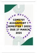 COM3701 Assignment 1 Semester 1 2025 - DUE 27 March 2025