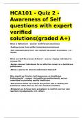 HCA101 - Quiz 2 - Awareness of Self questions with expert verified solutions&lpar;graded A&plus;&rpar;&period;