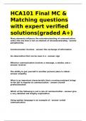 HCA101 Final MC & Matching questions with expert verified solutions&lpar;graded A&plus;&rpar;&period;