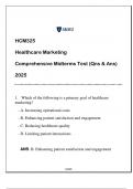 HCM325 Healthcare Marketing Midterms Test (Qns & Ans) 2025.