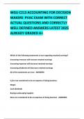 WGU C213 ACCOUNTING FOR DECISION MAKERS  PVAC EXAM WITH CORRECT ACTUAL QUESTIONS AND CORRECTLY WELL DEFINED ANSWERS LATEST 2025  ALREADY GRADED A&plus;     