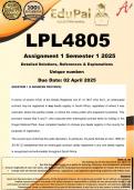 LPL4805 Assignment 1 &lpar;COMPLETE ANSWERS&rpar; Semester 1 2025  - DUE 2 April 2025