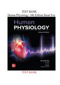 TEST BANK for Human Physiology 16th Edition By Stuart Fox&vert; All Chapters Covered A&plus; GUIDE