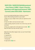 NUR 2356 &sol; NUR2356 Multidimensional Care I Exam 2&sol; MDC 1 Exam 2 Practice Questions with Approved Answers&vert; 100&percnt; Correct&vert; Latest 2025&sol;2026 &ndash; Rasmussen&period;