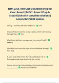Exam 1&comma;2& Final Exam&colon; NUR 2356 &sol; NUR2356 Multidimensional Care I &sol; MDC 1 Exams PACKAGE DEAL&vert; BUNDLE contains the Latest 2025&sol;2026 exams&comma; practice test&comma; Test Bank and Updated Study Guide for Rasmussen College - Everything you need to pass NUR 2356 MDC 1 is