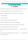 DOT CERTIFICATION EXAM ACTUAL EXAM 2025-2026&period; 250 QUESTIONS WITH 100&percnt; CORRECT   ANSWERS&vert; A&plus; GRADED&period;