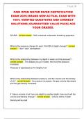 PADI OPEN WATER DIVER CERTIFICATION  EXAM 2025&vert; BRAND NEW ACTUAL EXAM WITH  100&percnt; VERIFIED QUESTIONS AND CORRECT  SOLUTIONS&vert; GUARANTEED VALUE PACK&vert; ACE  YOUR GRADES&period;