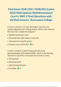 Final Exam&colon; NUR 2392 &sol; NUR2392 &lpar;Latest 2025&sol;2026 Update&rpar; Multidimensional Care II &sol; MDC 2 Final &vert;Questions with Verified Answers -Rasmussen College&period;