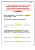 PTA LAWS AND RULES EXAM FLORIDA 2025&vert;  BRAND NEW ACTUAL EXAM WITH 100&percnt;  VERIFIED QUESTIONS AND CORRECT  SOLUTIONS&vert; GUARANTEED VALUE PACK&vert; ACE  YOUR GRADES&period;