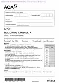 Actual 2024 AQA GCSE RELIGIOUS STUDIES A 8062&sol;12 Paper 1&colon; Catholic Christianity Merged Question Paper &plus;  Mark Scheme