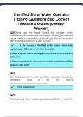 Certified Storm Water Operator  Training Questions and Correct  Detailed Answers &lpar;Verified  Answers&rpar;