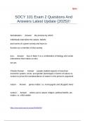 SOCY 101 Exam 2 Questions And Answers Latest Update &lpar;2025&rpar;&excl;&excl;