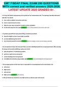 EMT FISDAP FINAL EXAM 250 QUESTIONS WITH correct and verified answers 2025-2026&period; LATEST UPDATE 2025 GRADED A&plus;&period;