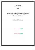 Test Bank - College Reading and Study Skills 14th Edition &lpar;McWhorter&comma; 2019&rpar;&comma; Chapter 1-14 &vert; All Chapters