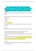 ATI TEAS PRACTICE TEST Reading Questions and Answers 2025&vert; Verified &  Updated&vert; Already Passed &vert;Graded A&plus;
