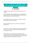 EMT FISDAP Paramedic Final Exam 2025-2026&period;Questions with correct and verified      Answers&period; A&plus; GRADED&period;