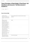 Texas Principles of Real Estate II Final Exam &vert; All Questions and Answers &vert; Verified Answers &vert; Graded A&plus;