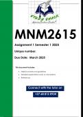 MNM2615 Assignment 1 &lpar;QUALITY ANSWERS&rpar; Semester 1 2025