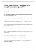 Motor Controls Test 1 questions with complete solutions graded A&plus;