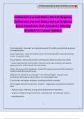 California Law and Ethics Dental Hygiene&comma; California Law and Ethics Dental Hygiene&period; Exam Questions And Answers&vert; Already Graded A&plus;&vert; Latest Update&period;