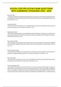 SOCRA CERTIFICATION EXAM QUESTIONS WITH ANSWERS UPGRADED 2025 - 2026