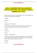 HESI A2 GRAMMAR PRACTICE EXAM WITH  ACTUAL QUESTIONS AND VERIFIED CORRECT  ANSWERS&comma; 99&percnt; PASS
