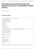 NHA Phlebotomy Technician Practice Test &vert; Questions and Answers &vert; Latest Edition &vert; Verified Answers
