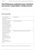 NHA Phlebotomy certification Exam &vert; Questions and Answers &vert; Latest Edition &vert; Verified Answers