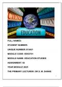 EDS3701 ASSIGNMENT 02 YEAR MODULE 2025 