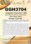 GGH3704 Assignment 2 &lpar;COMPLETE ANSWERS&rpar; Semester 1 2025 &lpar;762363&rpar; - DUE 14 April 2025