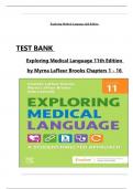 Test Bank For Exploring Medical Language&colon; A Student-Directed Approach 11th Edition&vert;&vert;ISBN NO-10&comma;0323711561&vert;&vert;ISBN NO-13&comma;978-0323711562&vert;&vert;All Chapters&vert;&vert;Complete Guide A&plus;