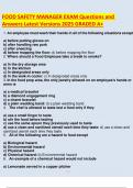 FOOD SAFETY MANAGER EXAM Questions and Answers Latest Versions 2025 GRADED A&plus;