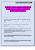 Hospitality Revenue Management final Exam review Questions And Answers&vert; Already Graded A&plus;&vert; Latest Update&period;