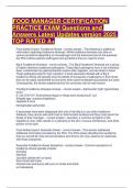 FOOD MANAGER CERTIFICATION PRACTICE EXAM Questions and Answers Latest Updates version 2025