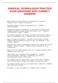 SURGICAL TECHNOLOGIST PRACTICE EXAM QUESTIONS WITH CORRECT ANSWERS  