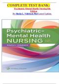 COMPLETE TEST BANK&colon; Psychiatric-Mental Health Nursing 8th Edition By Sheila L&period; Videbeck Phd Latest Update&period;