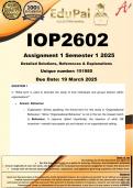 IOP2602 Assignment 1 &lpar;COMPLETE ANSWERS&rpar; Semester 1 2025 &lpar;151985 &rpar; - DUE 19 March 2025