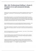 Mkt&period; 312&colon; Professional Selling 1&comma; Exam 2&colon; Chapters 6-11 well answered already passed