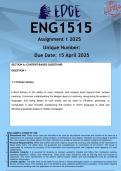 ENG1515 Assignment 1 &lpar;ANSWERS&rpar; 2025 - DISTINCTION GUARANTEED