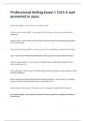 Professional Selling Exam 1 CH 1-5 well answered to pass